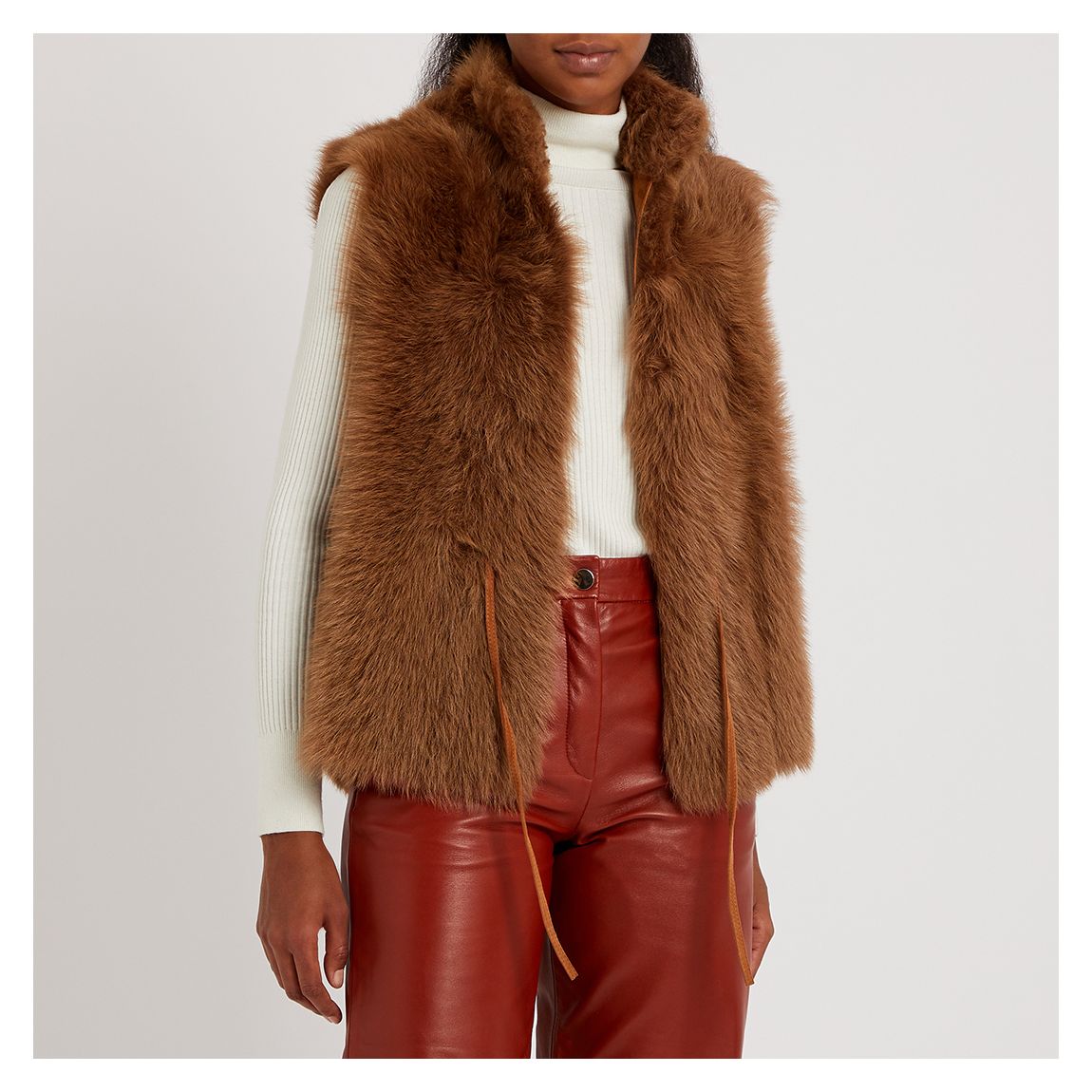 Camel Short Reversible Shearling Gilet main product photo