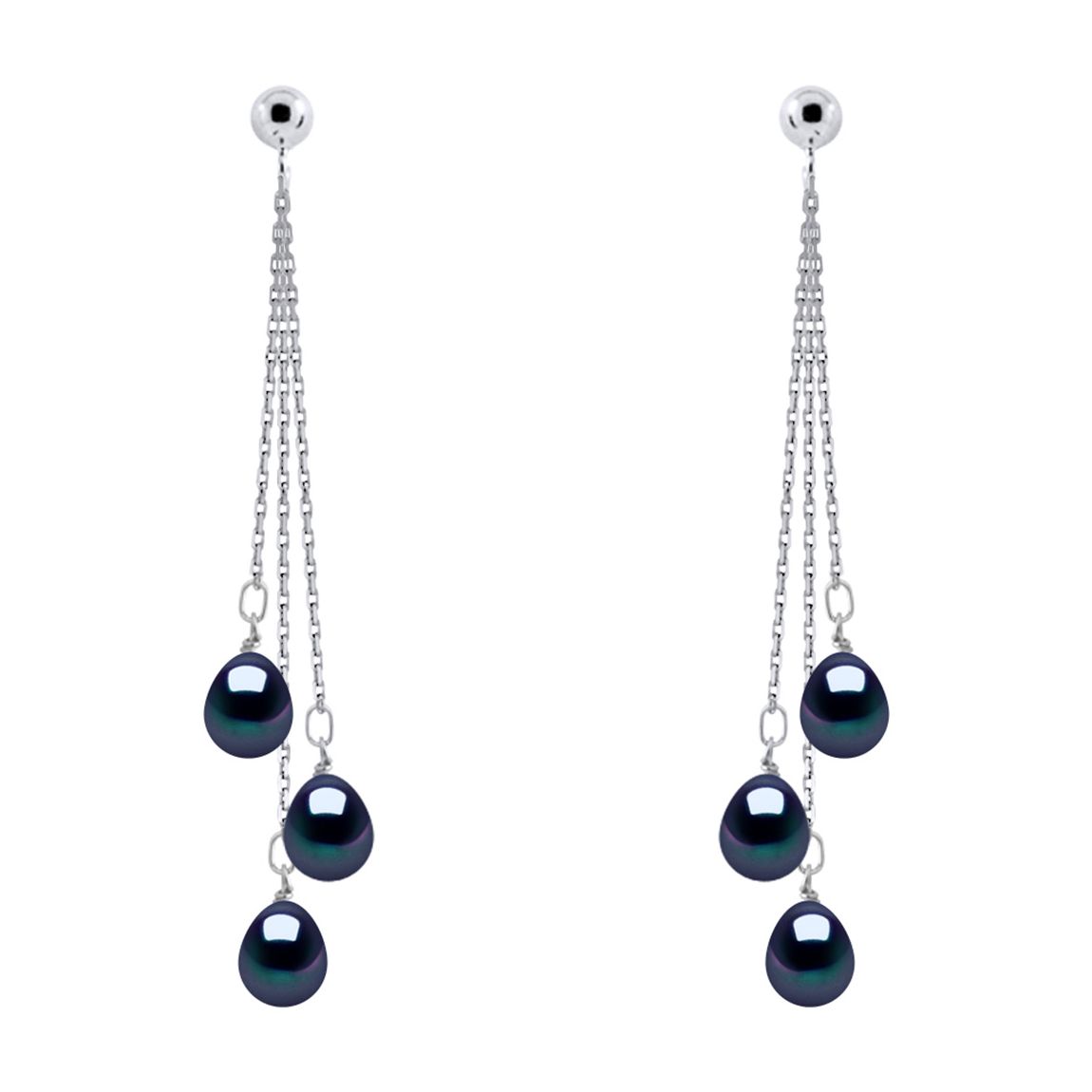 Black Tahiti Style Trio Freshwater Pearl Earrings main product photo