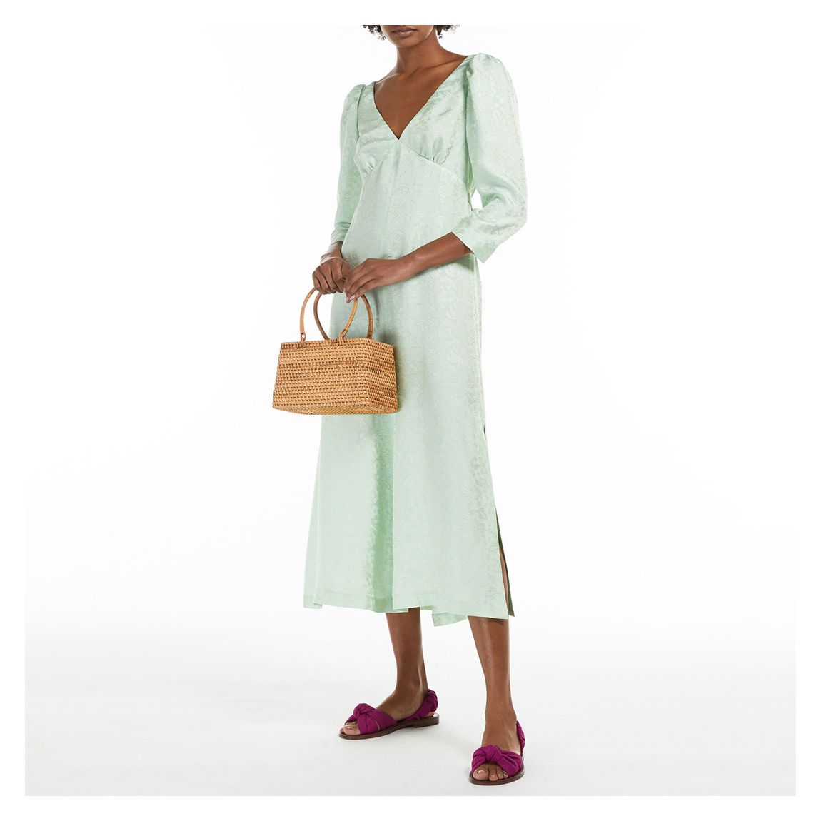 Mint Green Embraided Piovra Mid Length Dress main product photo