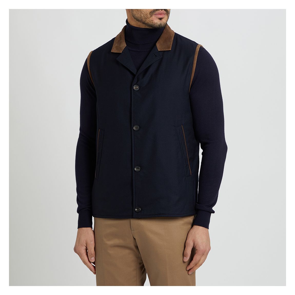 Navy Lux Wool Blend Gilet main product photo