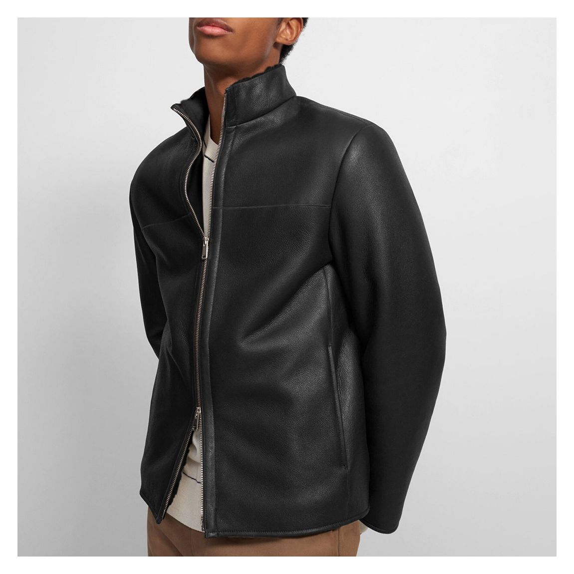 Black Tobin Leather Jacket main product photo