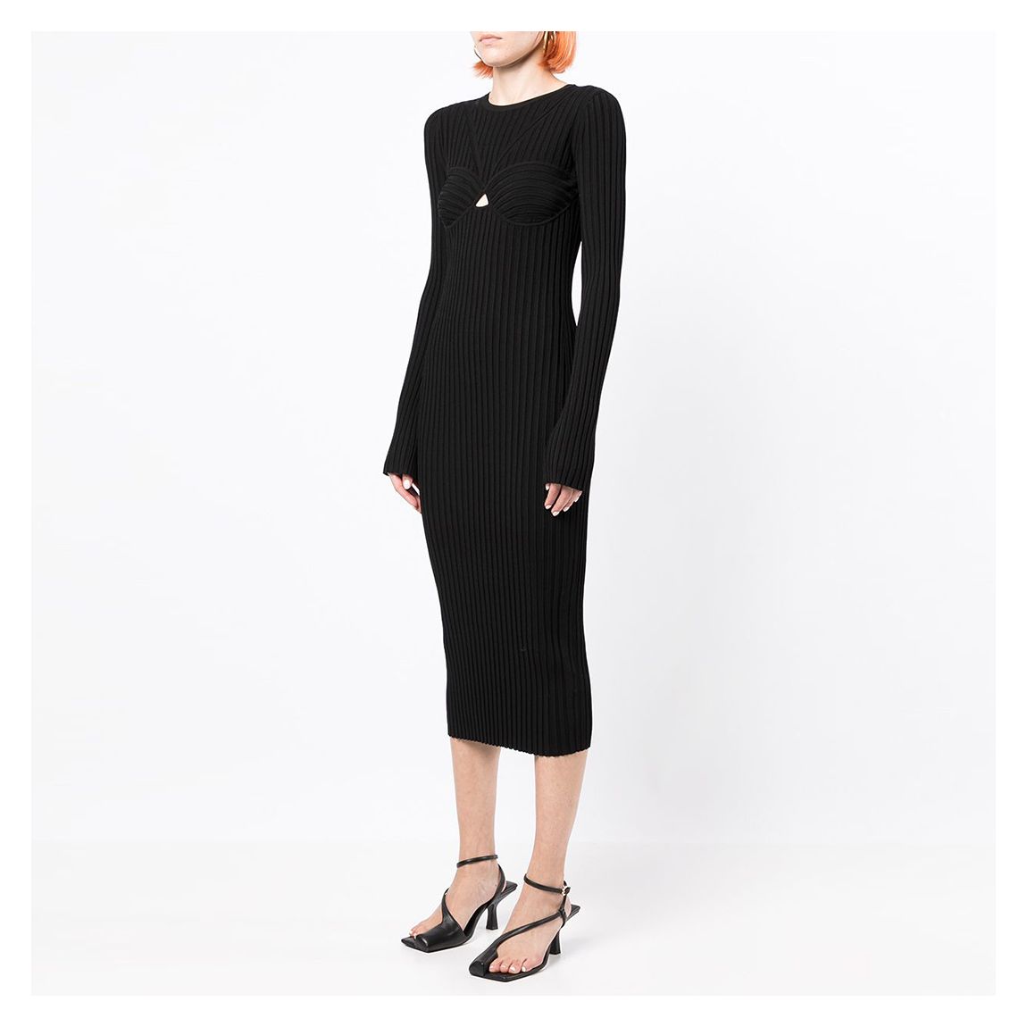 Black Ribbed Midi Dress main product photo