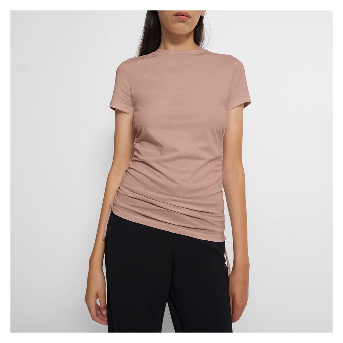 Pink Ruched Cotton Top main product photo