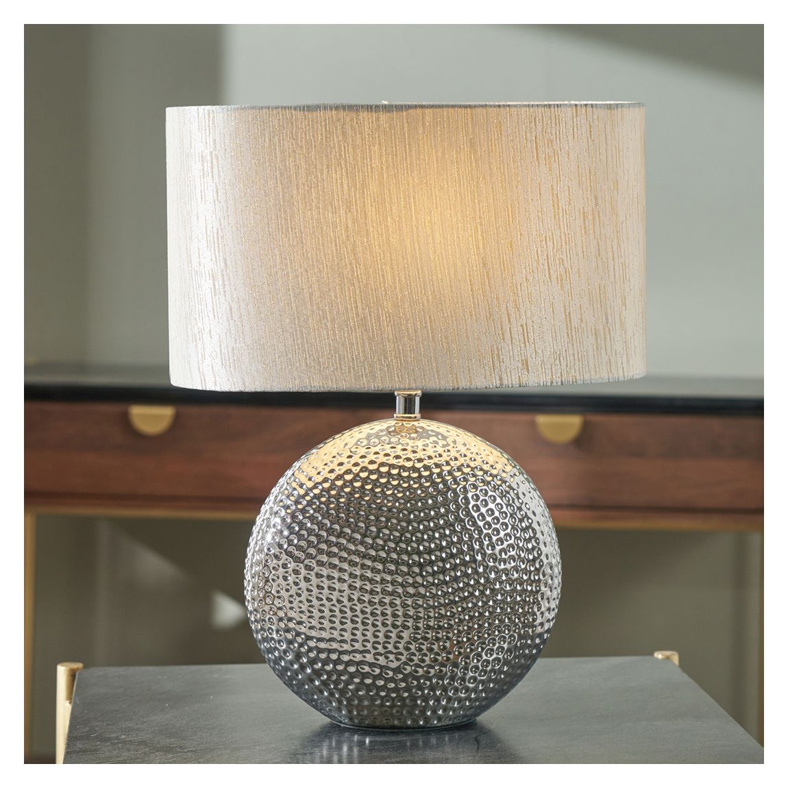 Mabel Silver Dot Textured Ceramic Table Lamp main product photo