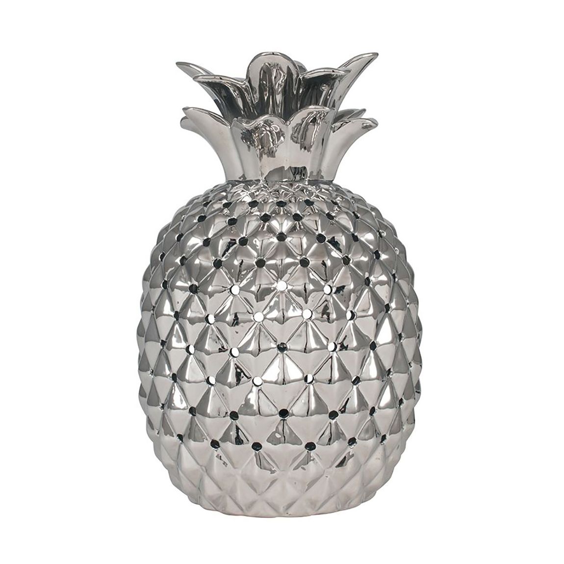 Pina Metallic Silver Ceramic Pineapple Table Lamp main product photo