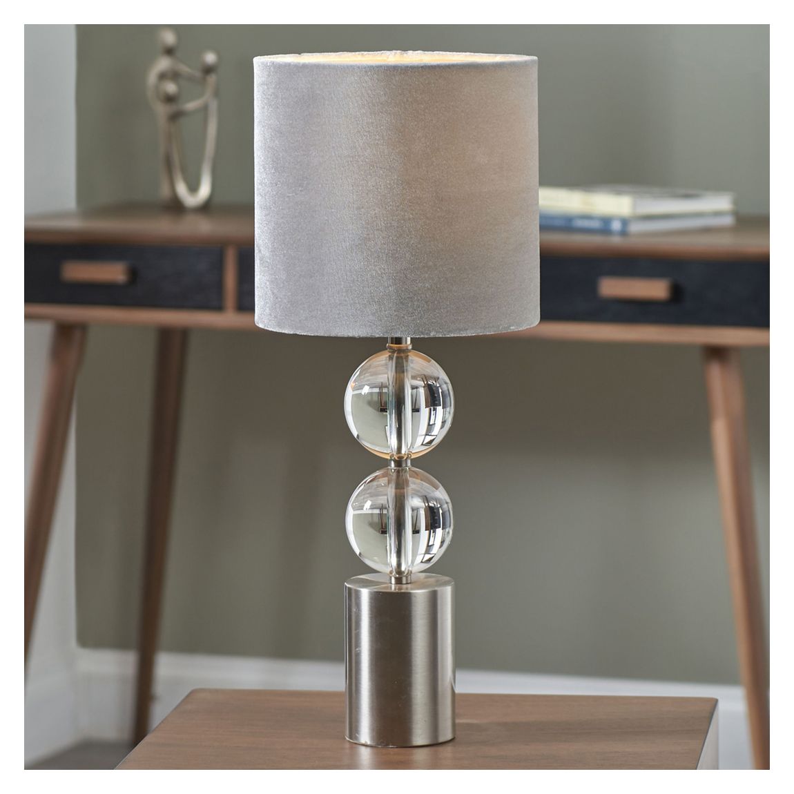 Harris Brushed Silver and Clear Glass Table Lamp main product photo