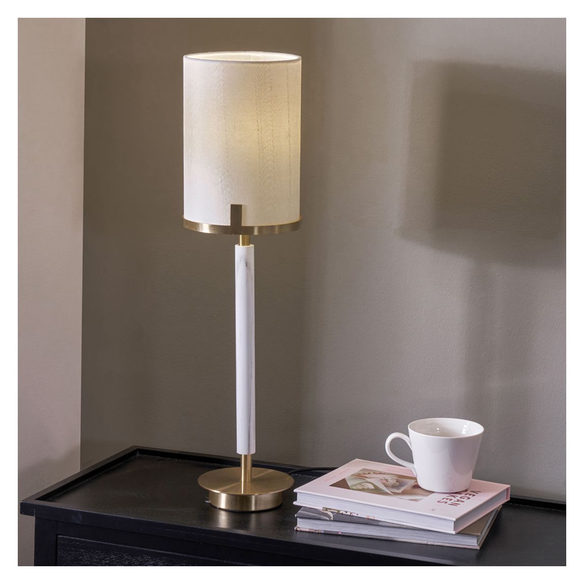 Midland Champagne Gold Metal and Marble Effect Table Lamp main product photo