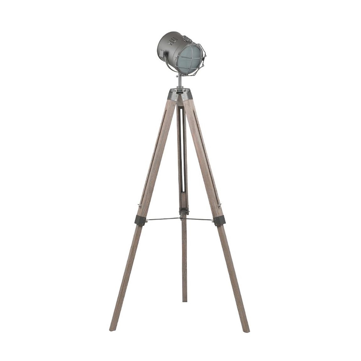 Bullseye Grey Metal & Antique Wood Tripod Marine Floor Lamp main product photo
