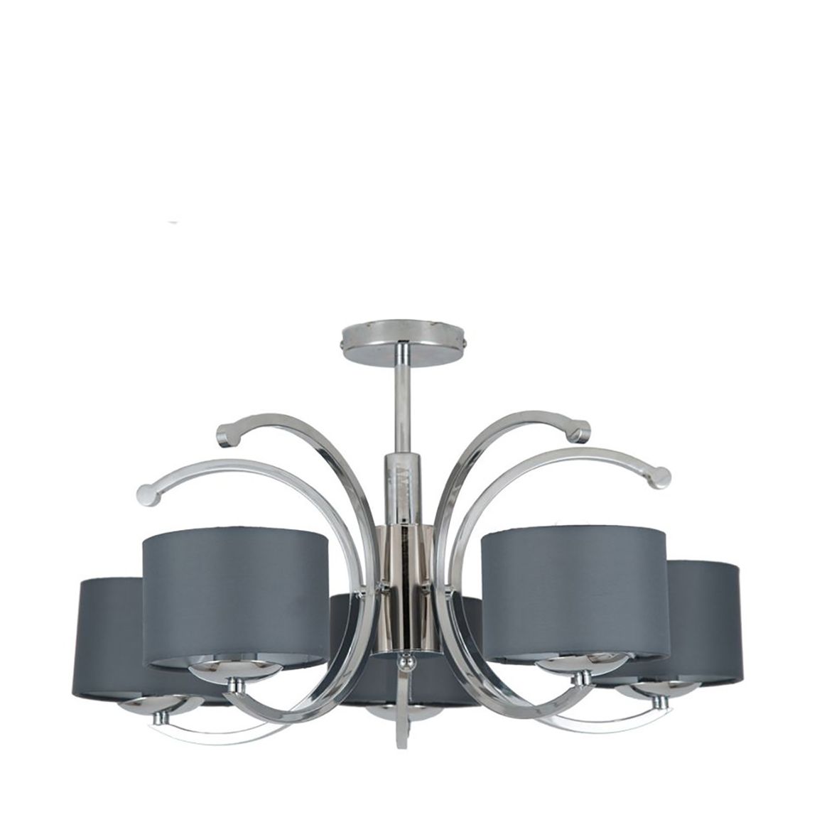 Arcadia Silver Metal Five Curved Arm Semi Flush Pendant main product photo