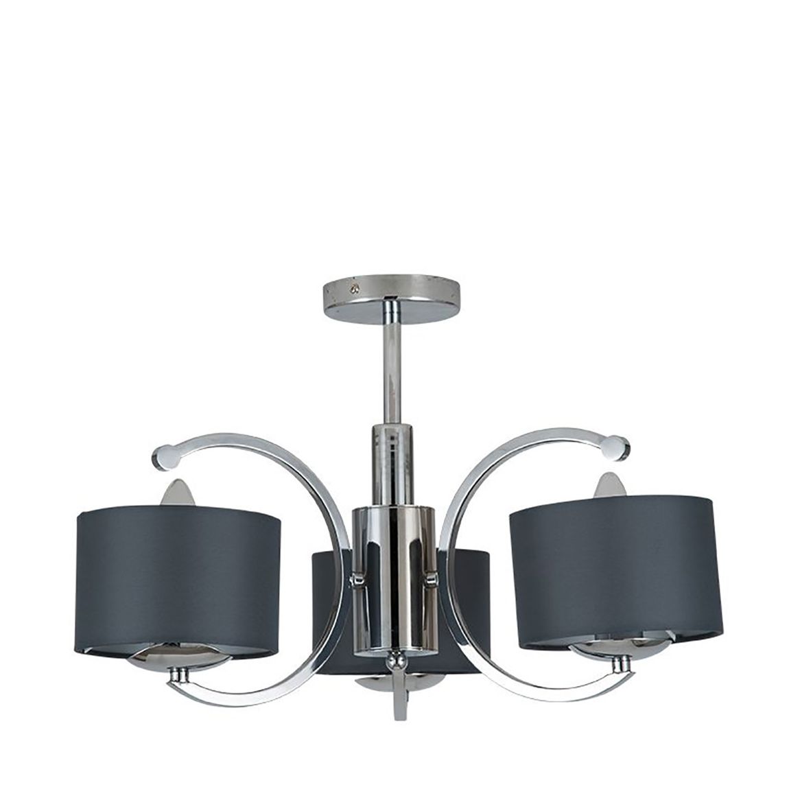Arcadia Silver Metal Three Curved Arm Semi Flush Pendant main product photo