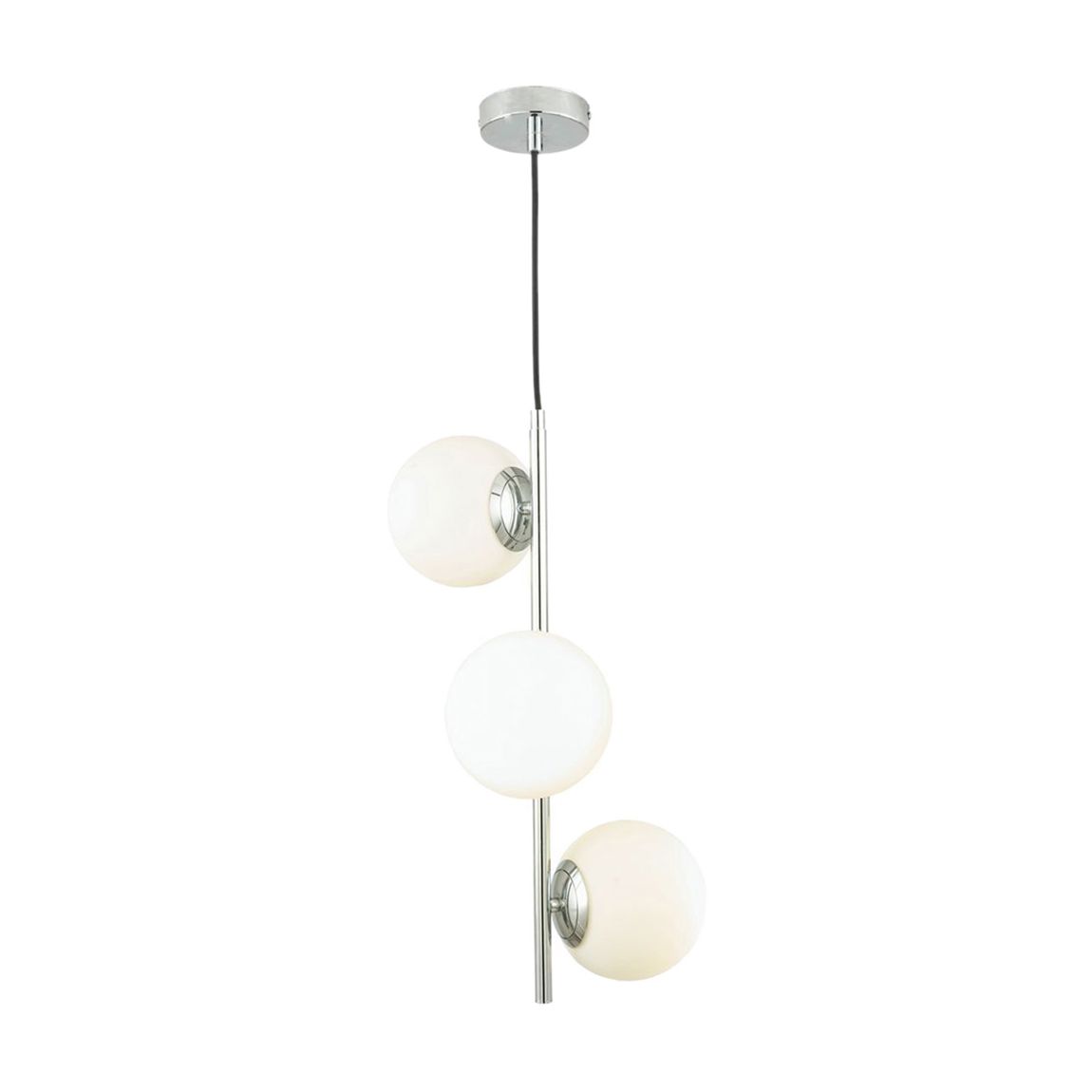 Asterope White Orb and Shiny Chrome Metal Pendant main product photo