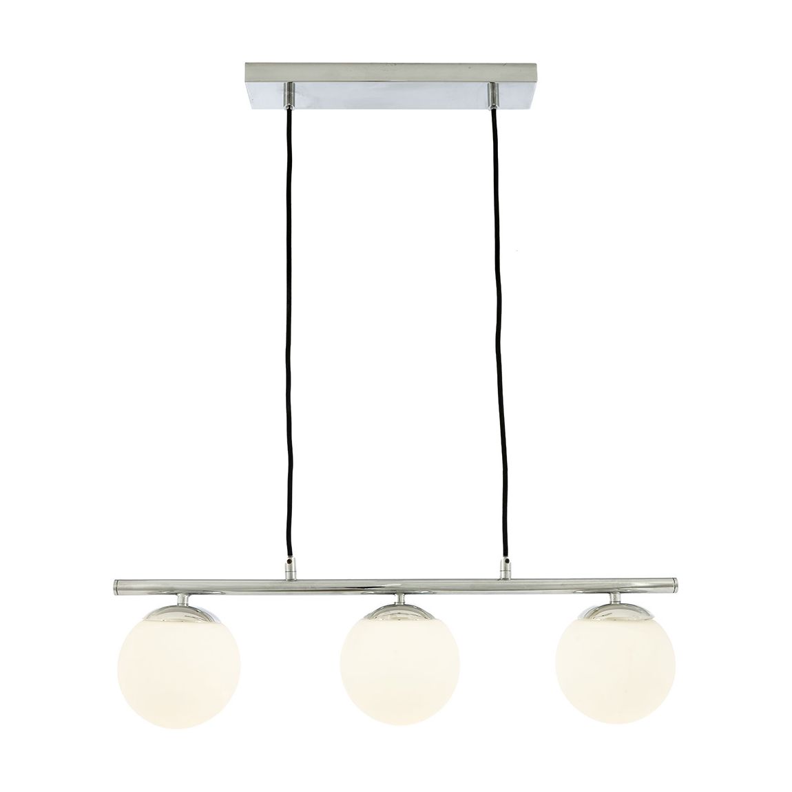 Asterope 3 White Orb and Shiny Chrome Metal Pendant main product photo
