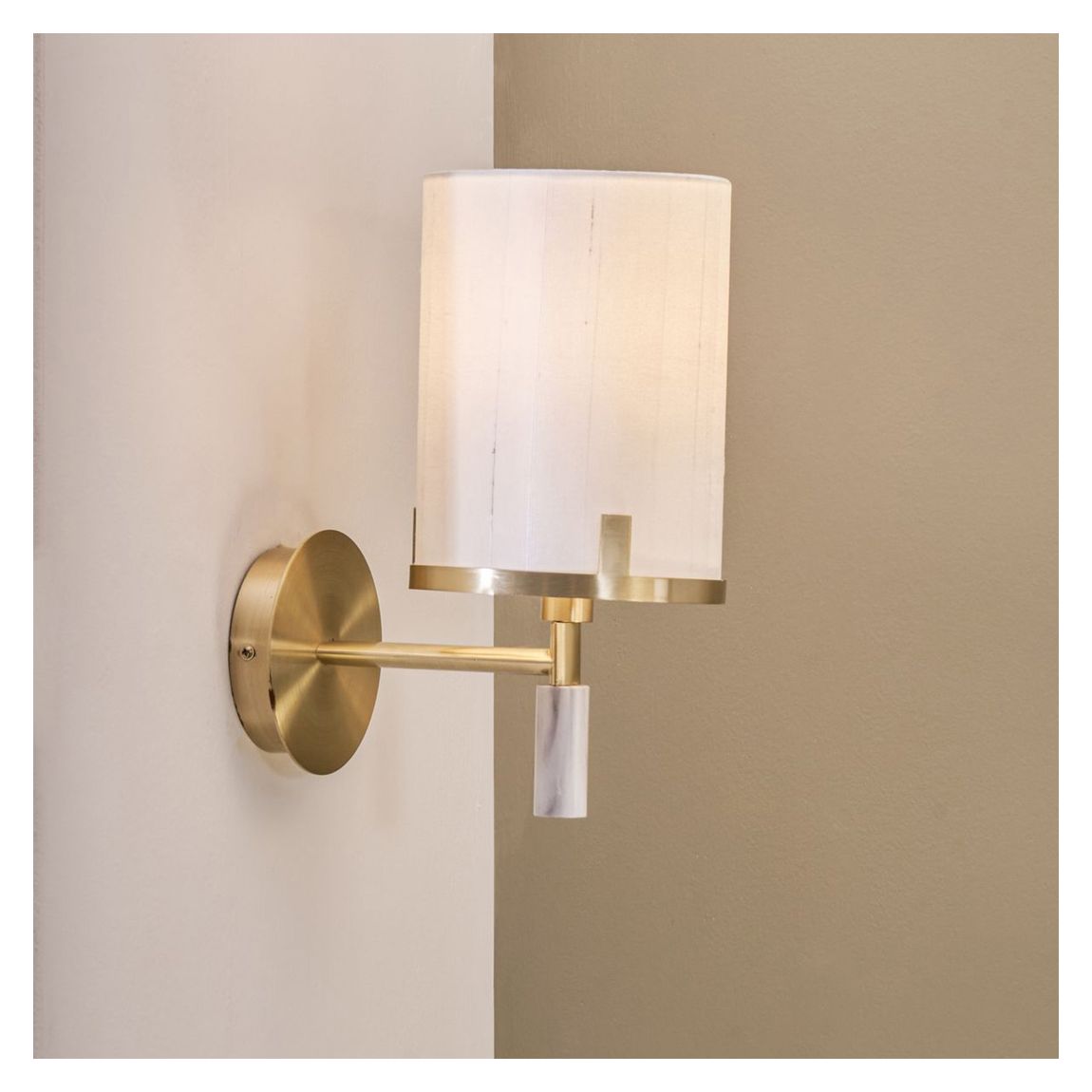 Midland Champagne Gold Metal and Marble Effect Wall Light main product photo