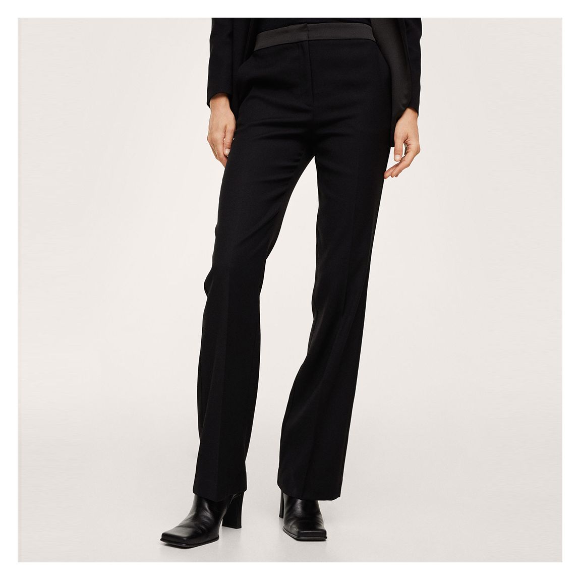 Black High-Waist Straight Trousers main product photo