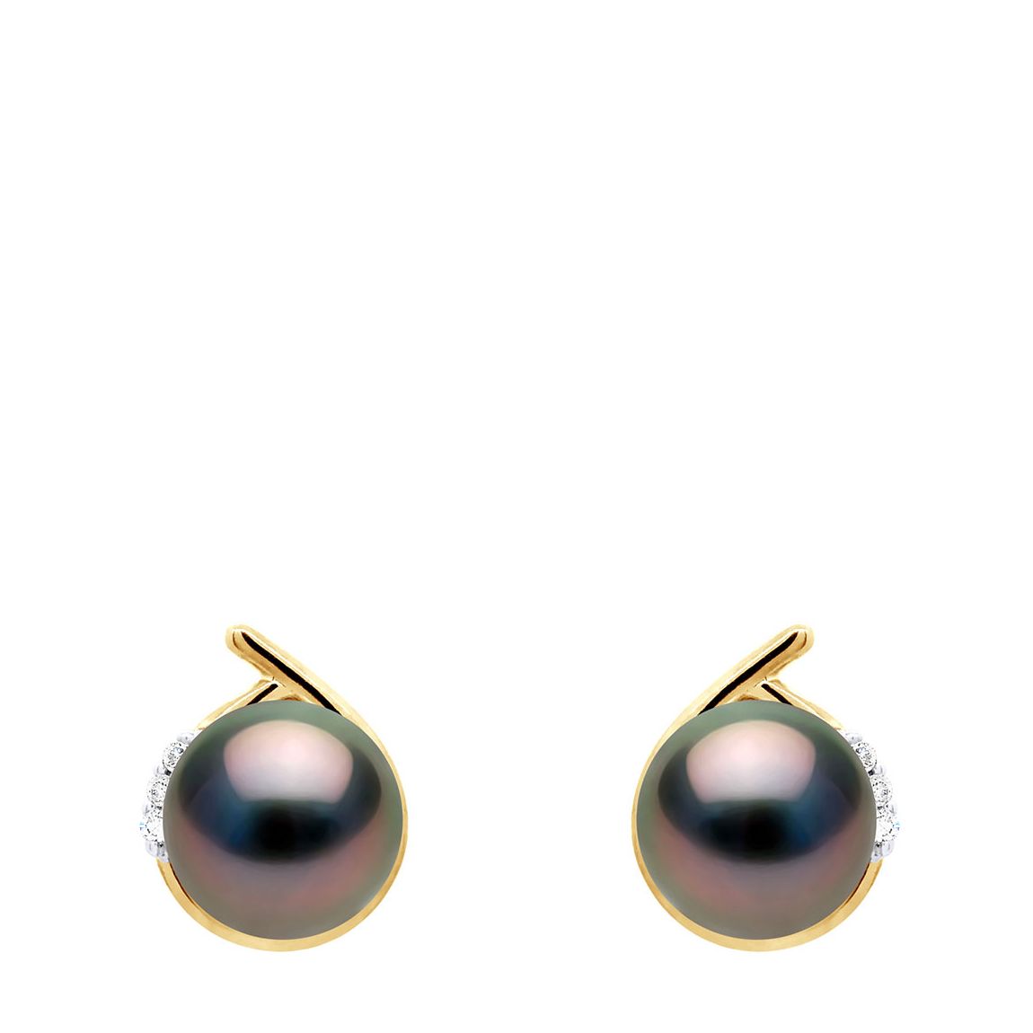Yellow Gold/Diamond Embellished Pearl Earrings main product photo