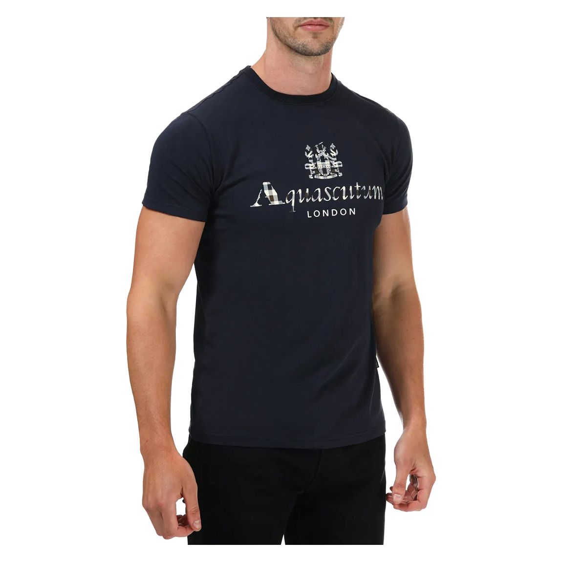 Navy Check Logo Cotton T-Shirt main product photo