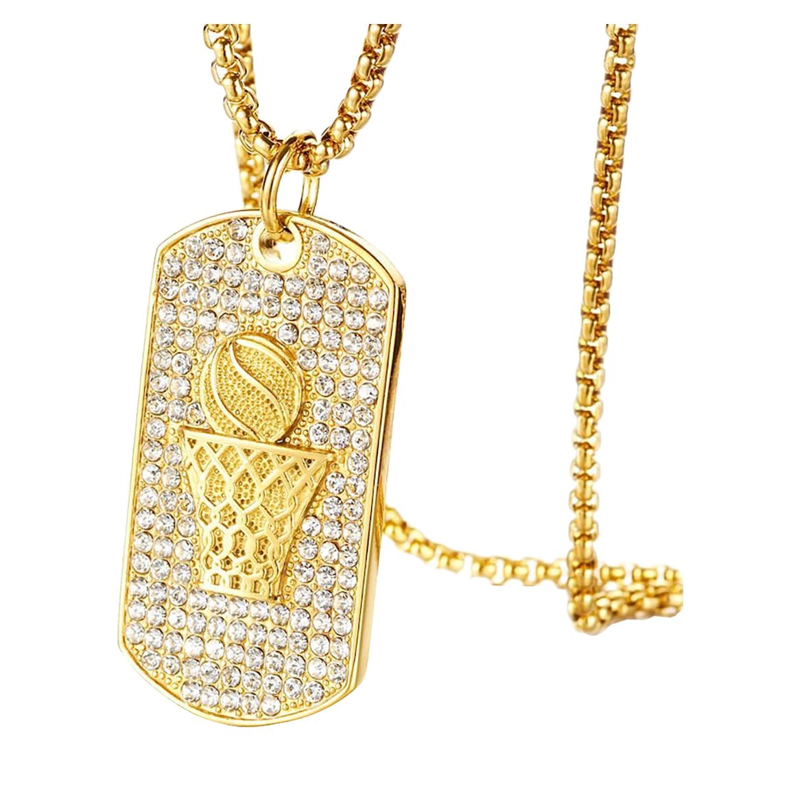 18K Gold Zircon Athletic Tag Necklace main product photo