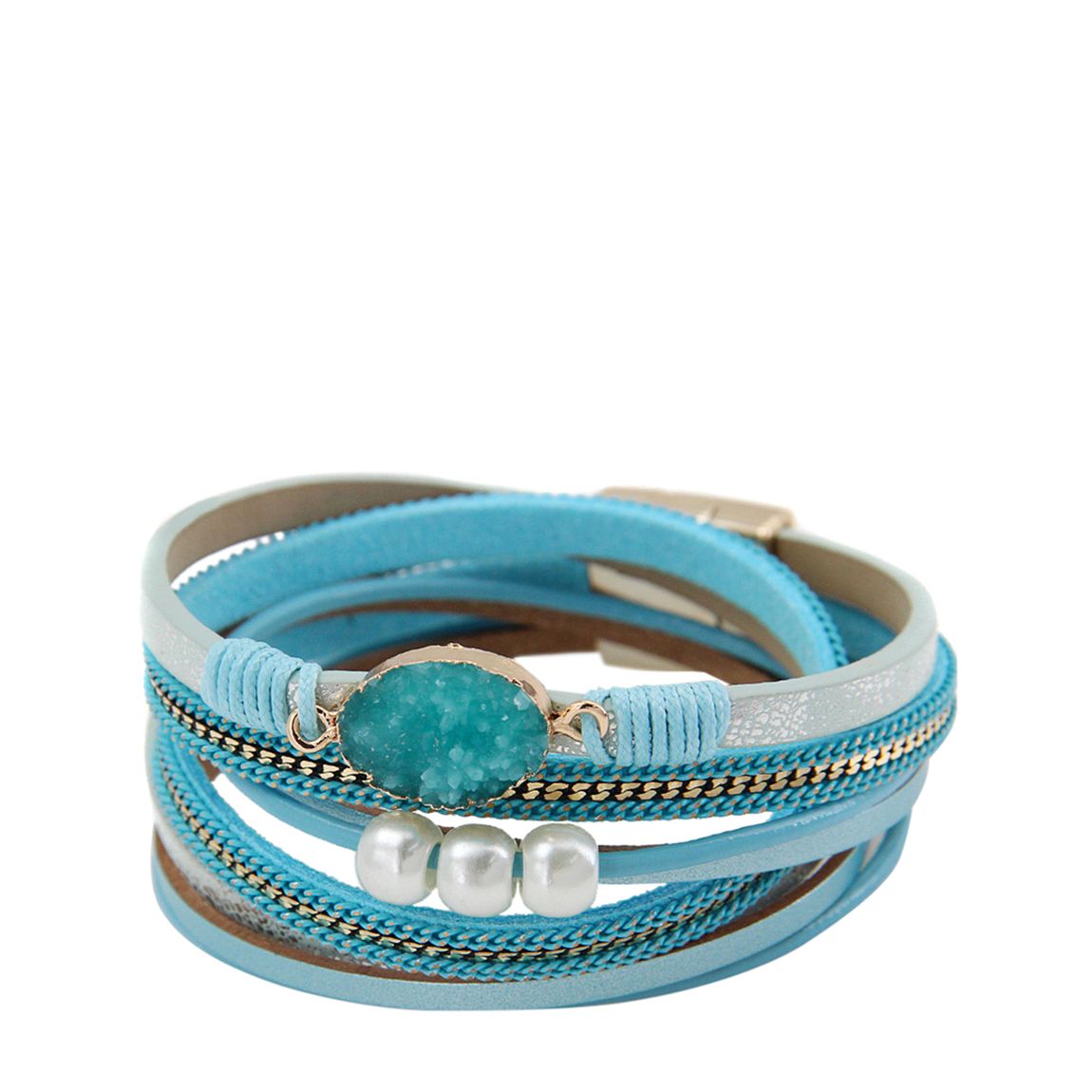 18K Gold Turquoise & Pearl Gemstone Bracelet main product photo