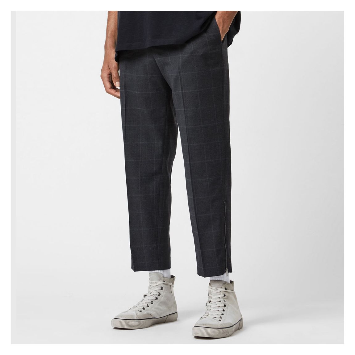 Charcoal Garth Tapered Wool Blend Trousers main product photo