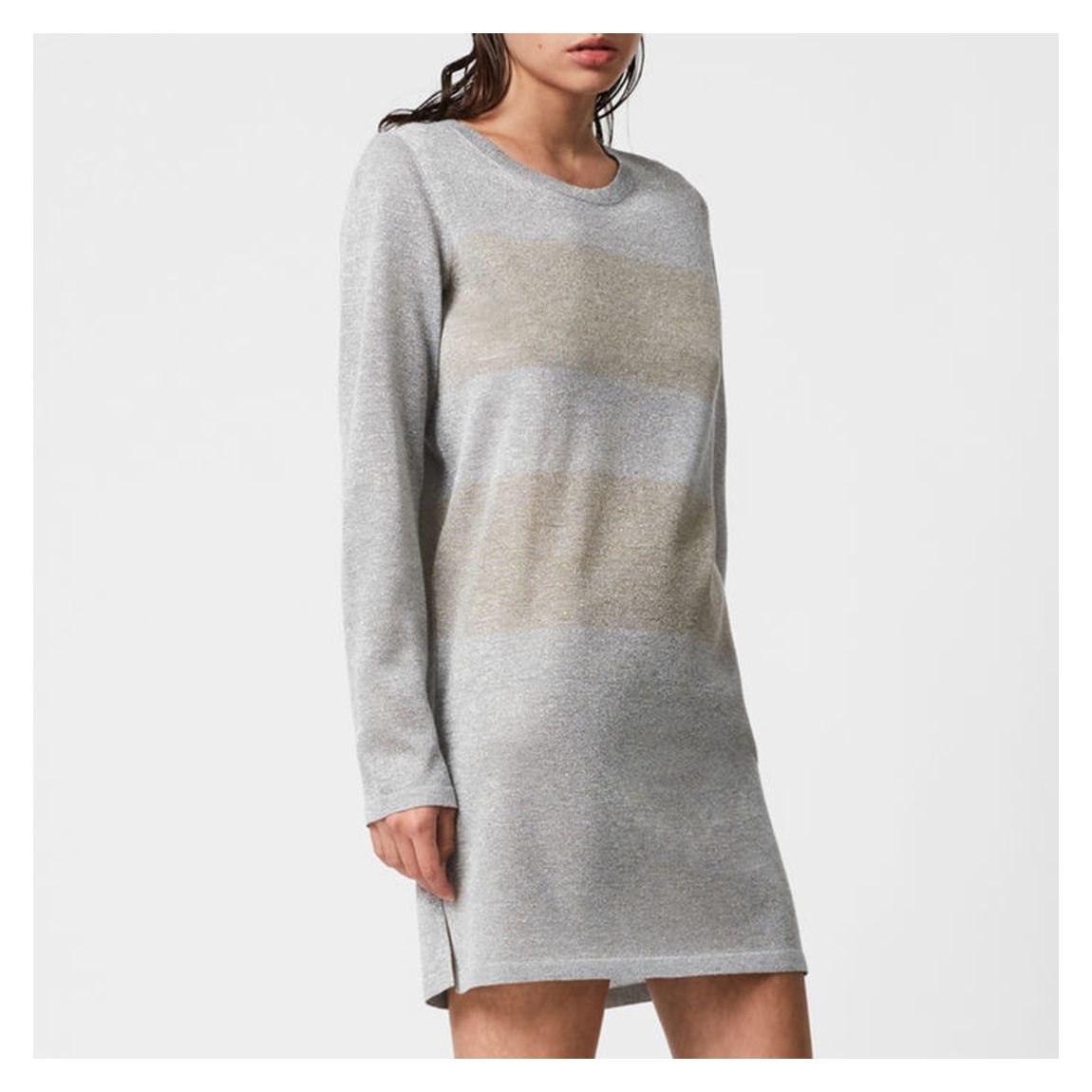 Silver Sparkle Striped Knit Dress main product photo