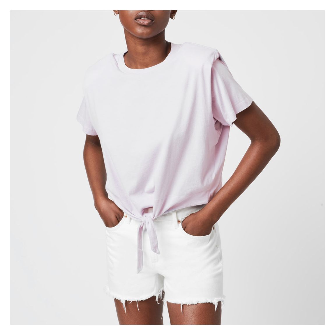 Lilac Layered Mika Tie Waist Cotton T-Shirt main product photo