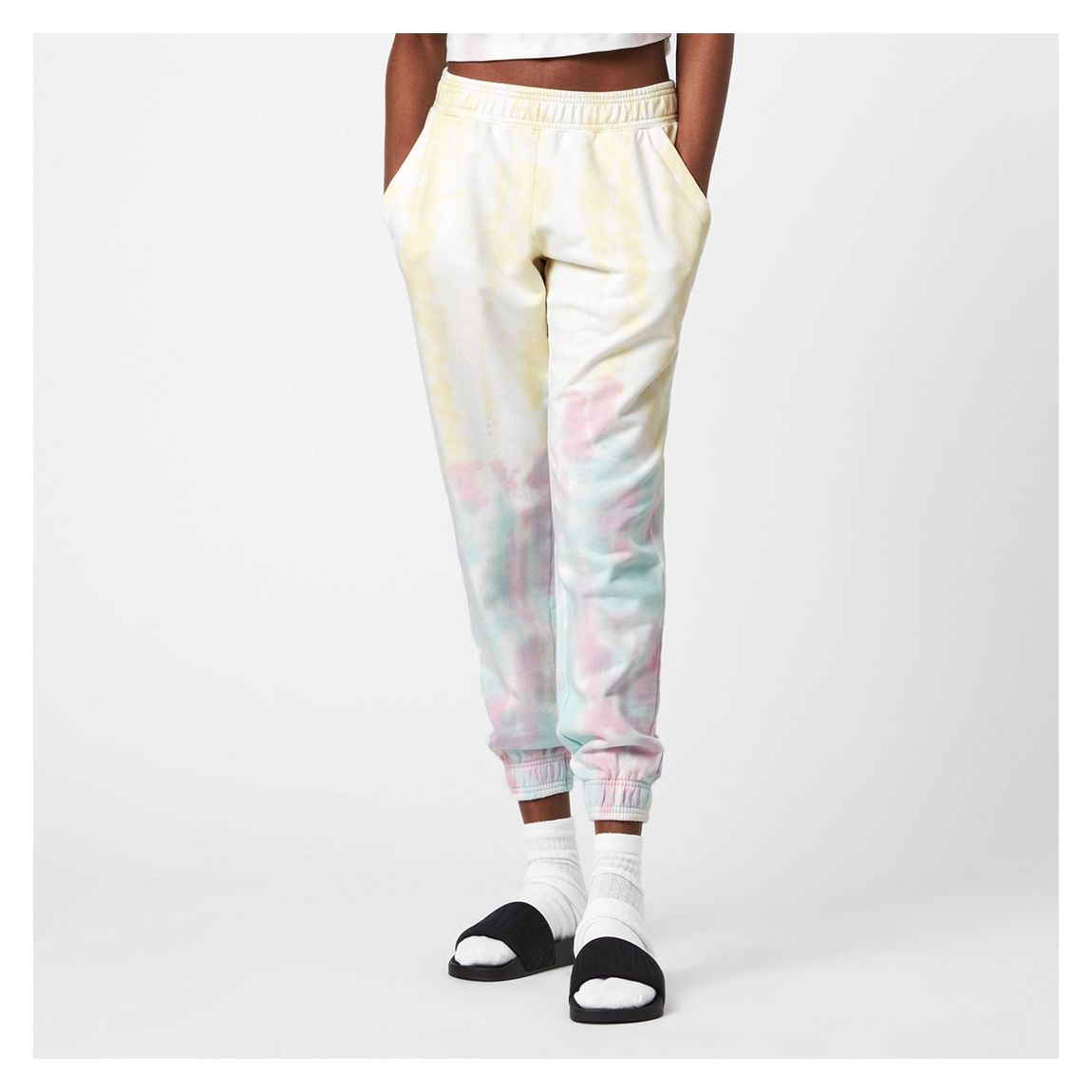 White Pippa Tie Dye Tapered Cotton Joggers main product photo