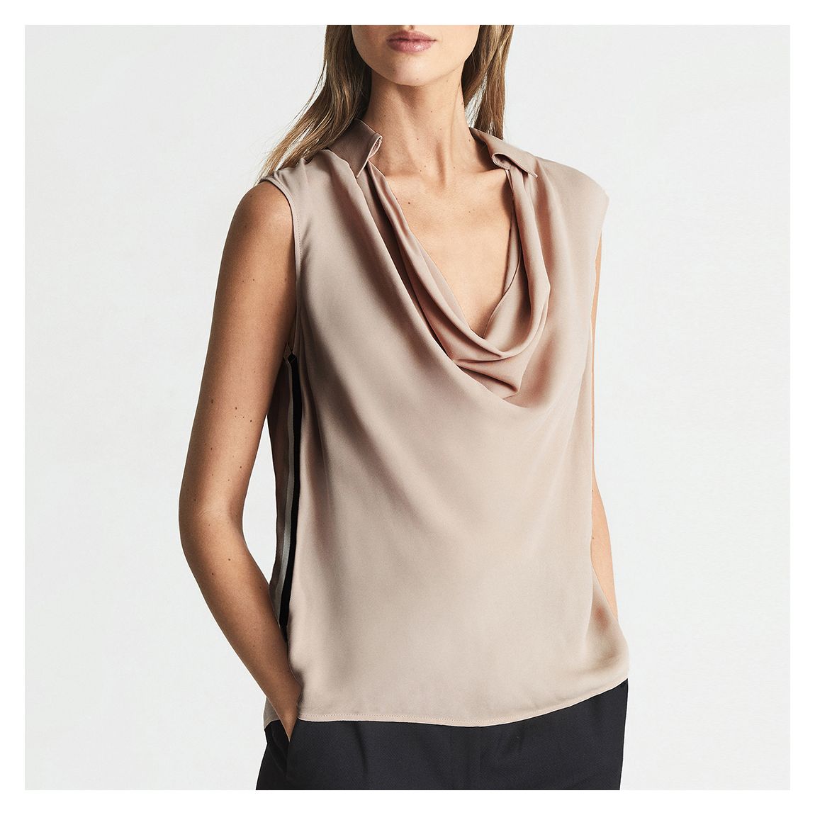 Beige Cowl Ameliee Cowl Neck Top main product photo