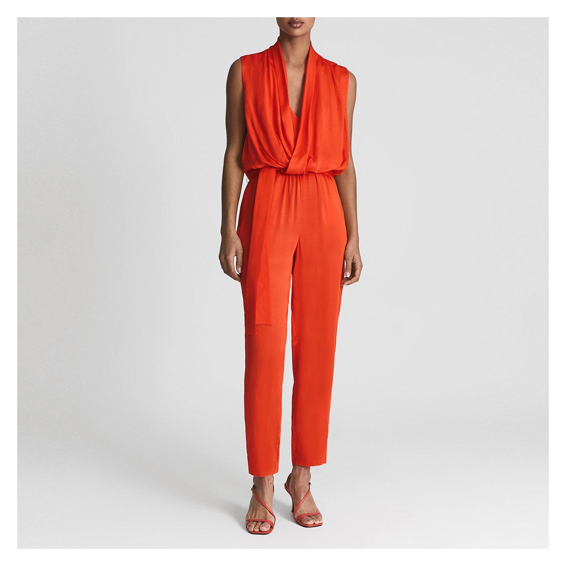 Orange Kali Drape Neck Jumpsuit main product photo