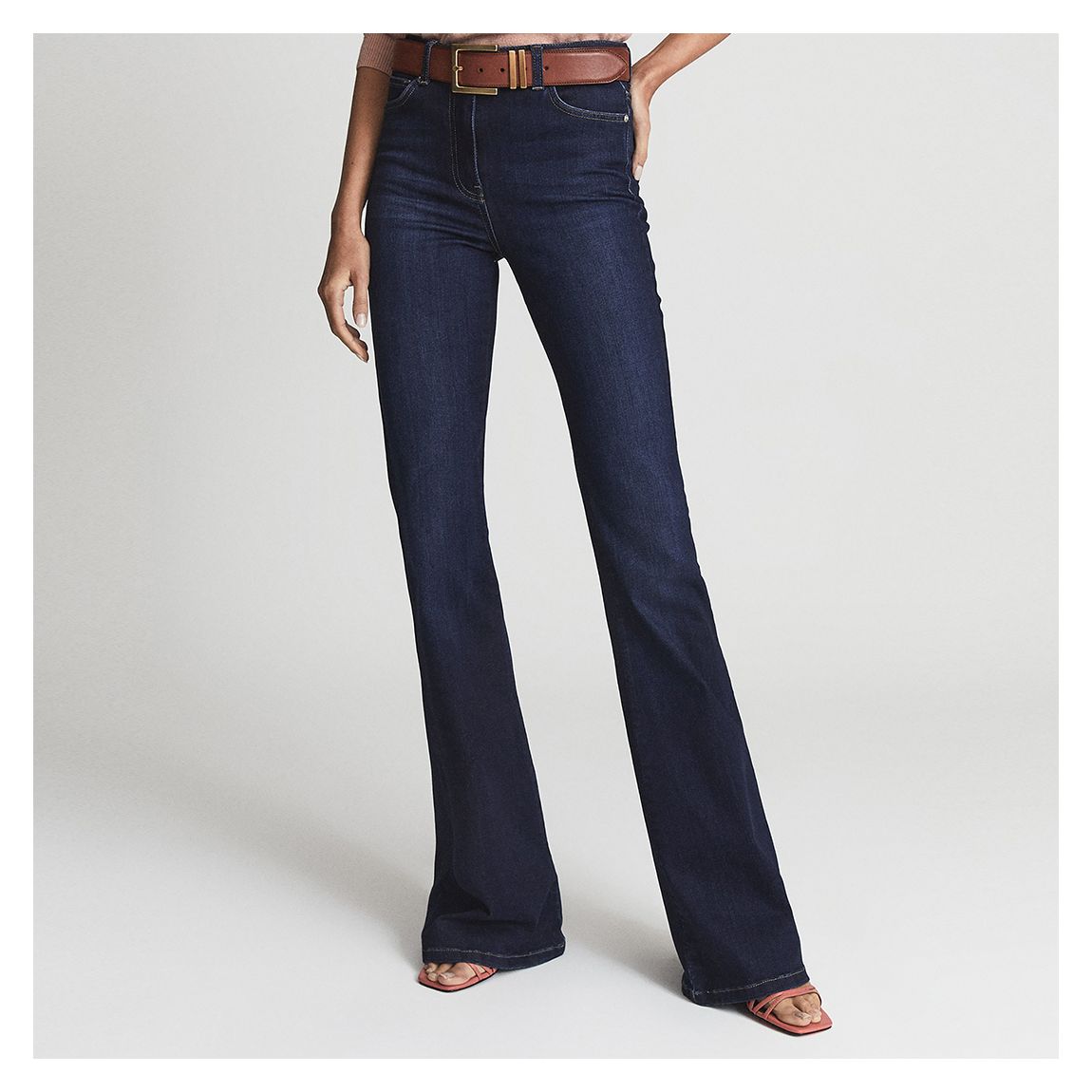 Dark Blue Beau Flared Stretch Jeans main product photo