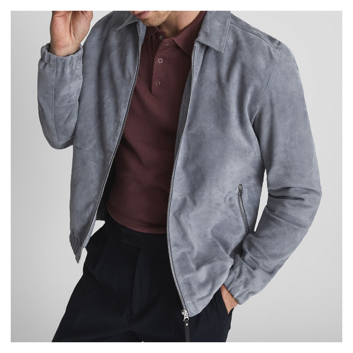 Blue Suede Zipped Jacket main product photo