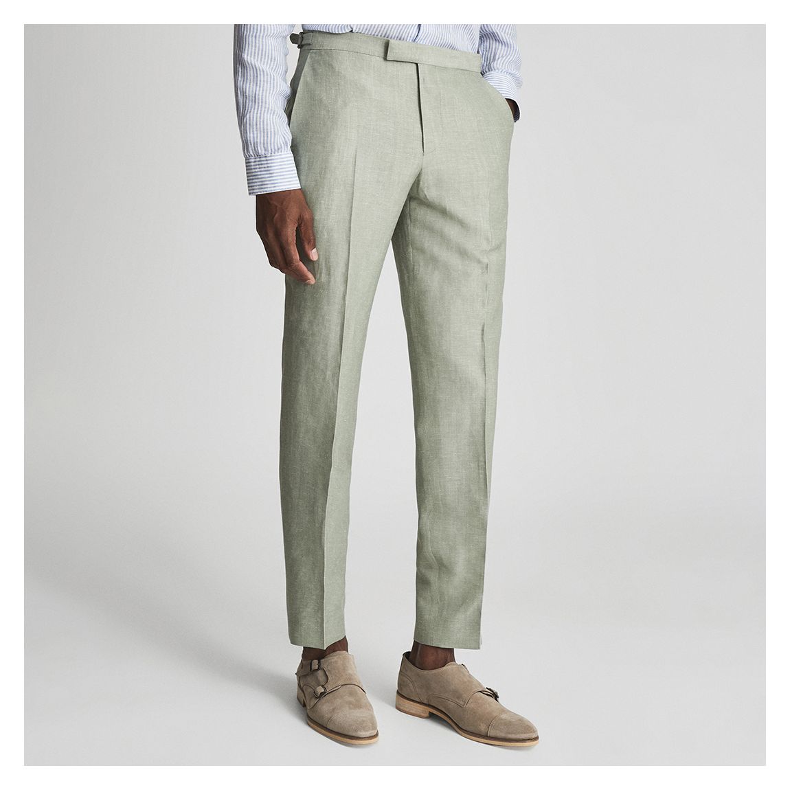 Sage Hue Wool Blend Trousers main product photo