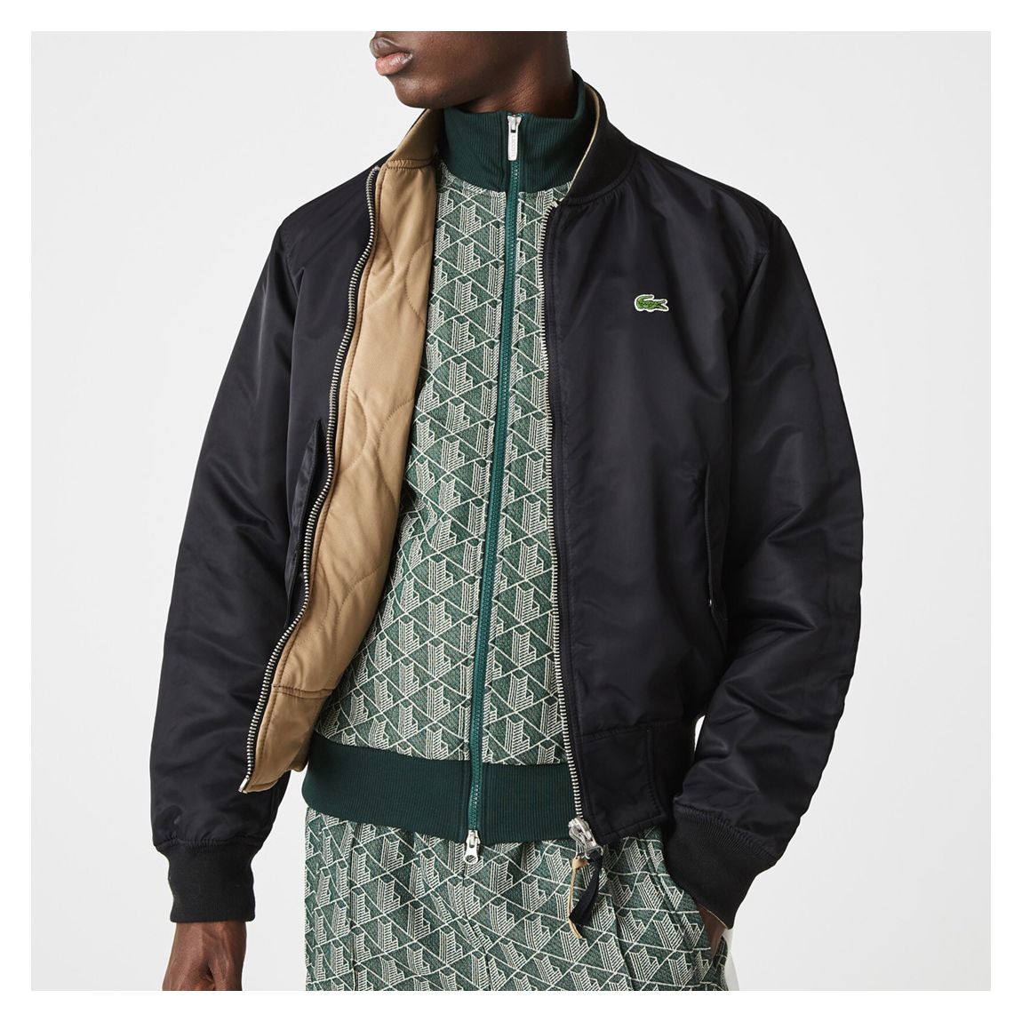 Black Reversible Quilted Bomber Jacket main product photo