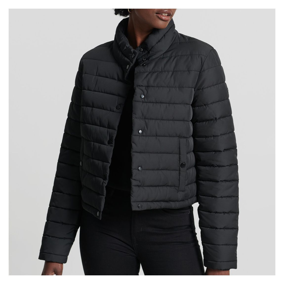 Black Boxy Puffer Jacket main product photo