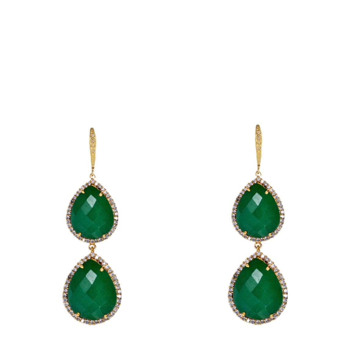 18K Gold Multi Emerald Drop Earrings main product photo