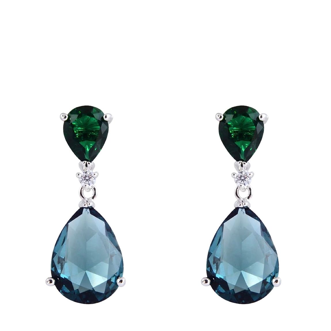 Silver Blue & Green Gemstone Drop Earrings main product photo