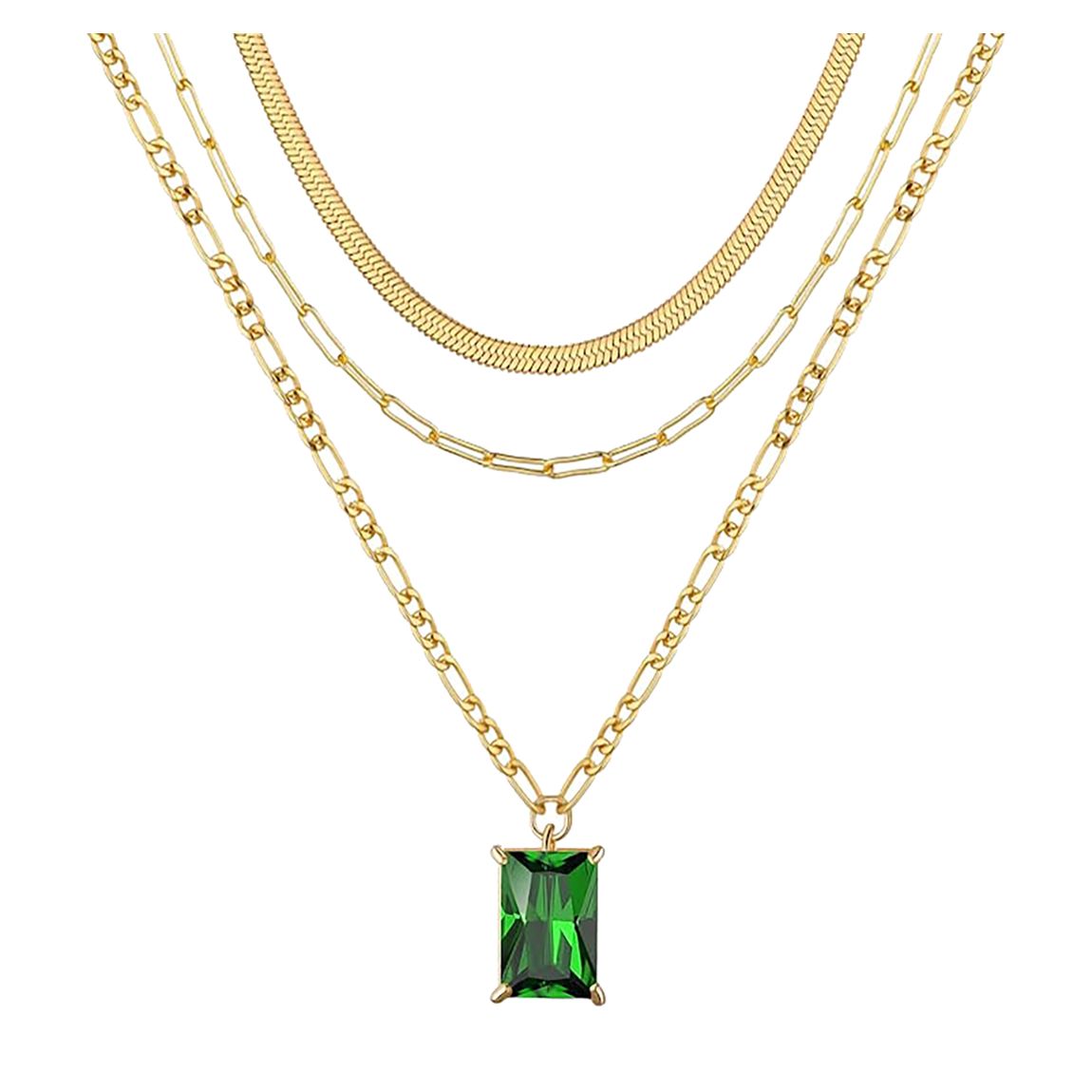 18K Multi Layer Emerald Green Drop Necklace main product photo