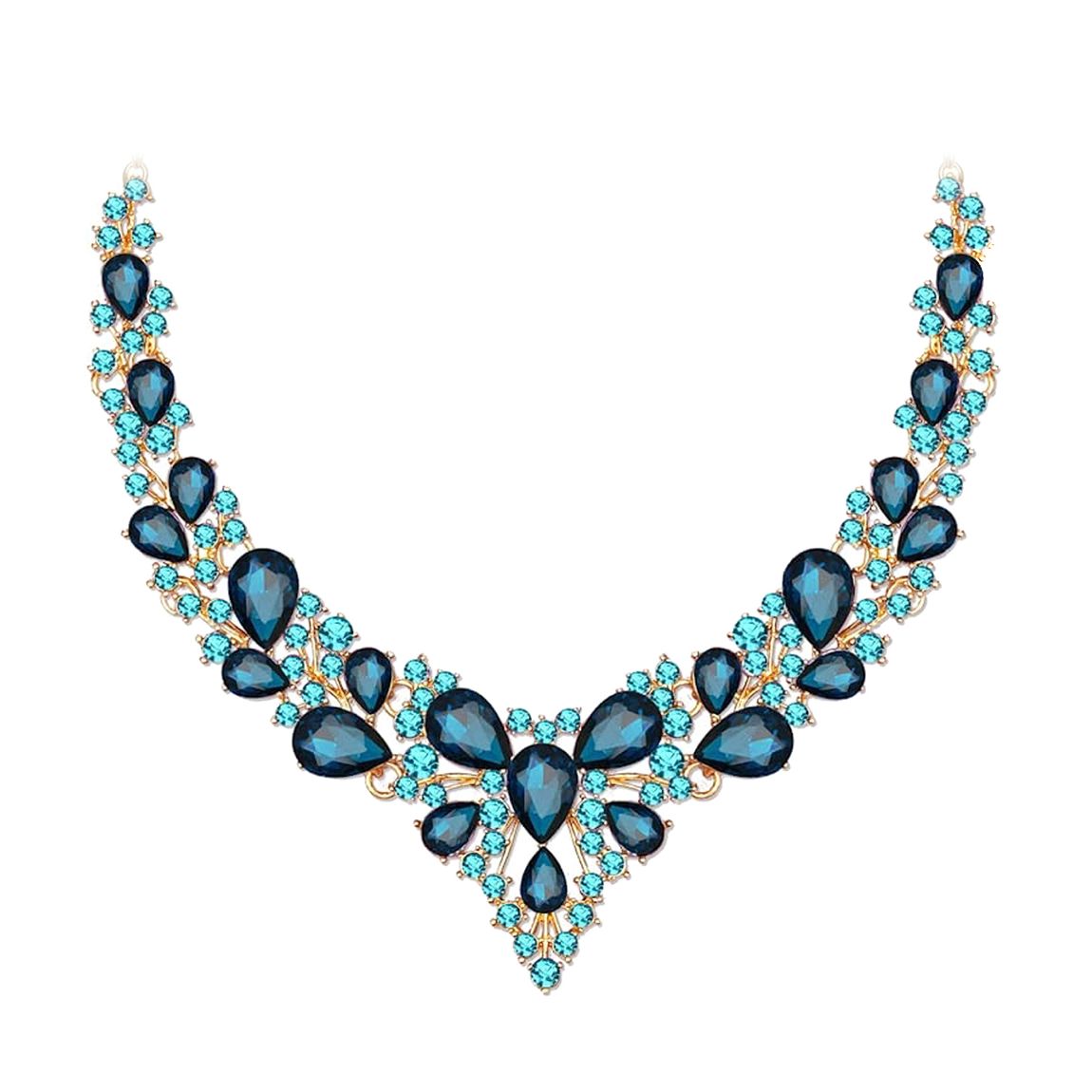 18K Gold Multi Blue Statement Necklace main product photo