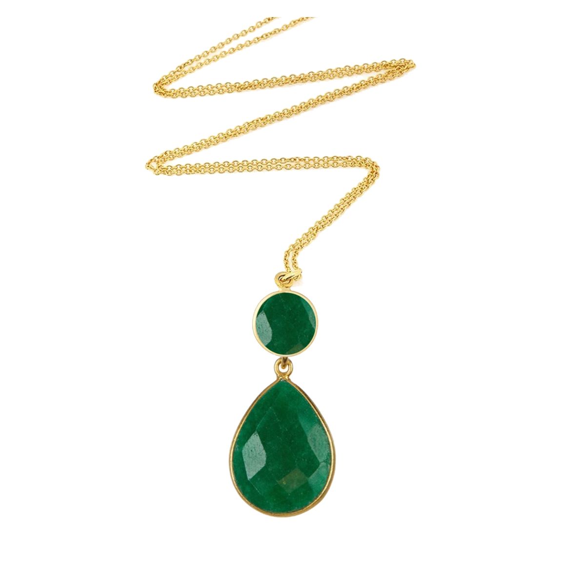 18K Gold Emerald Double Drop Necklace main product photo