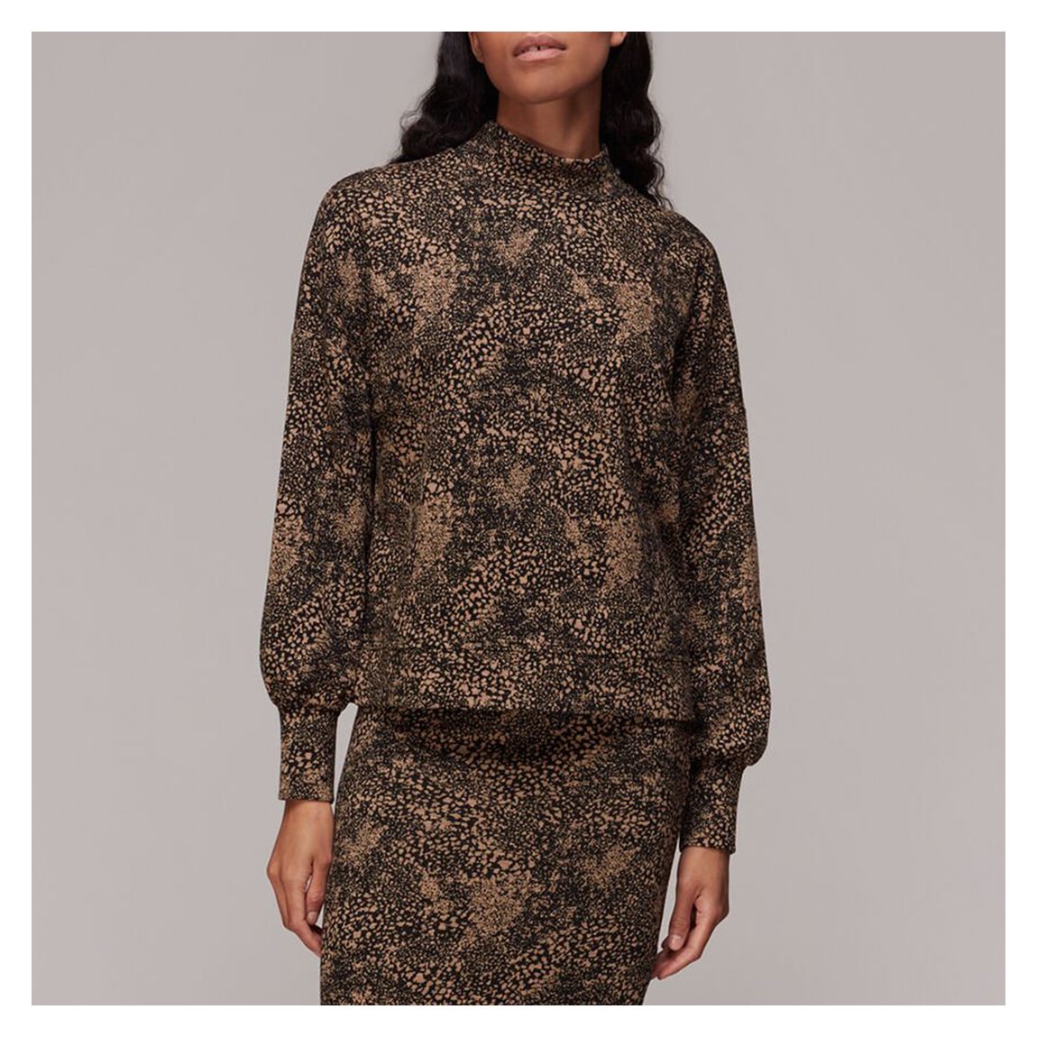 Brown Jacquard Printed High Neck Top main product photo