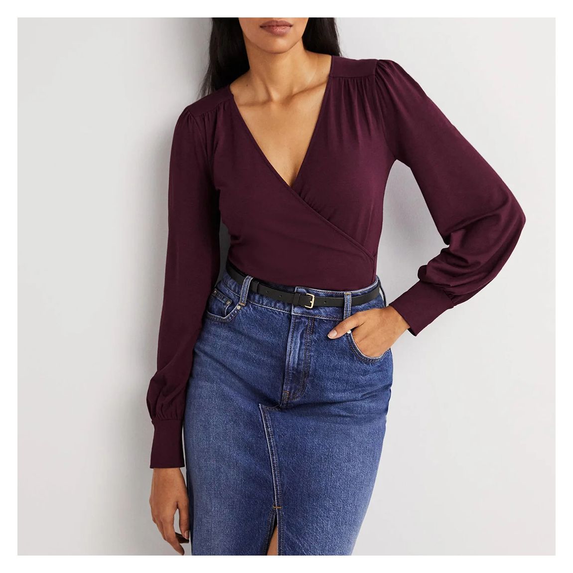 Purple Blouson Wrap Top main product photo