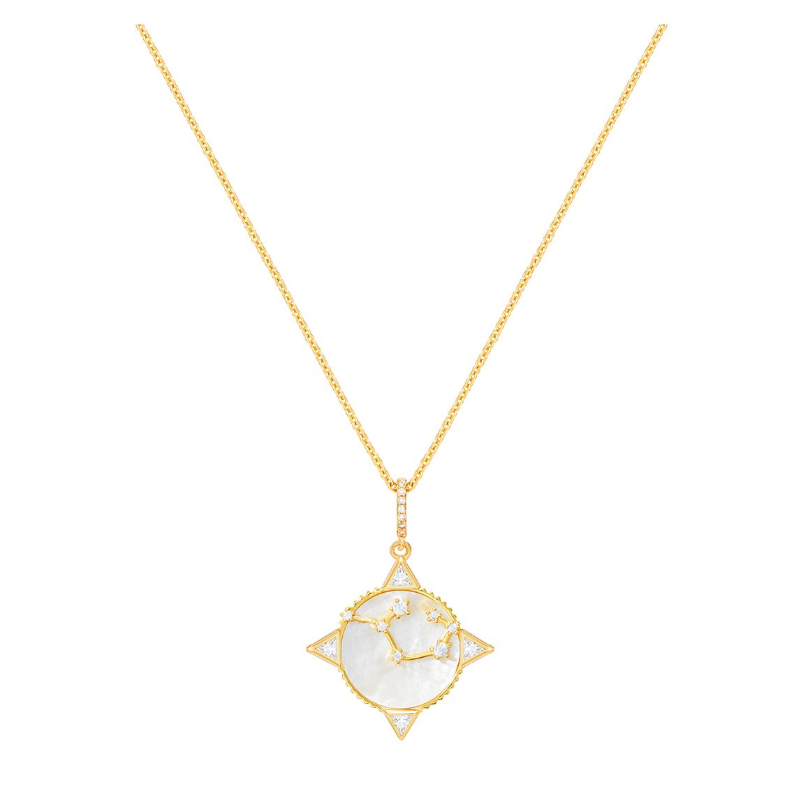 18K Gold Written In The Stars - Sagittarius Necklace (Mother Of Pearl) main product photo