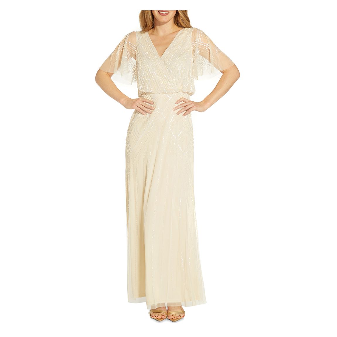 Blush Beaded Wrap Gown main product photo