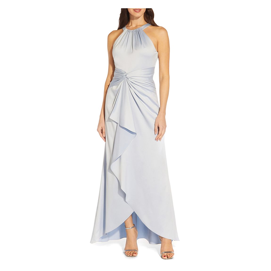 Blue Satin Crepe Draped Gown main product photo