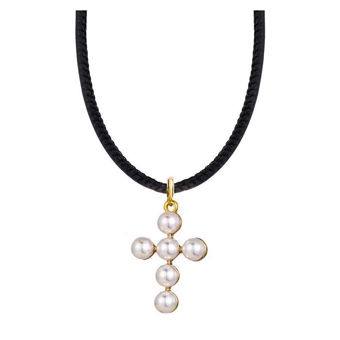 18K Gold Cross Pearl Necklace main product photo