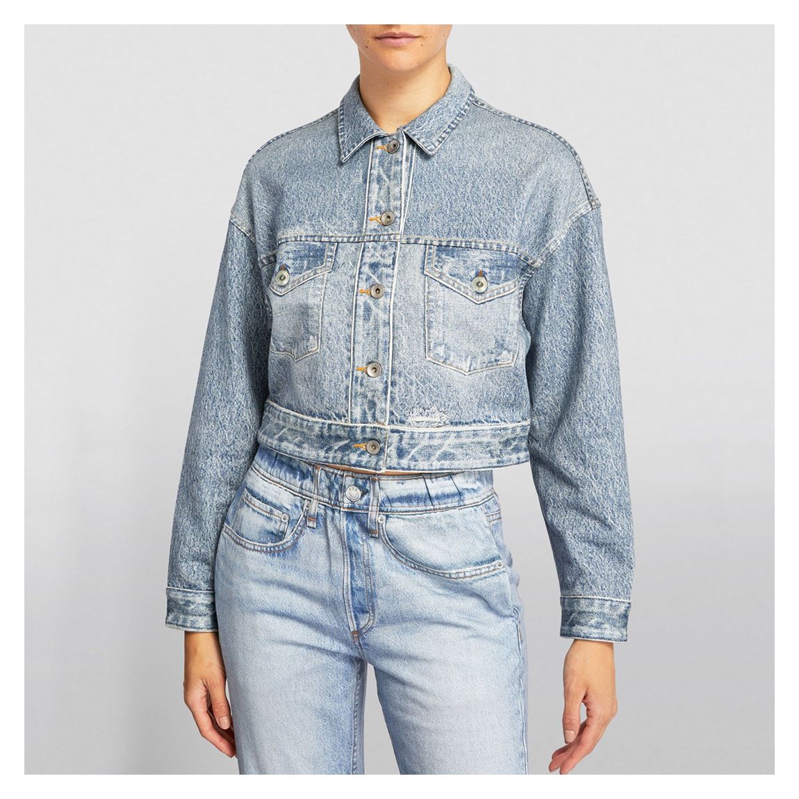 Light Blue Cropped Miramar Denim Jacket main product photo