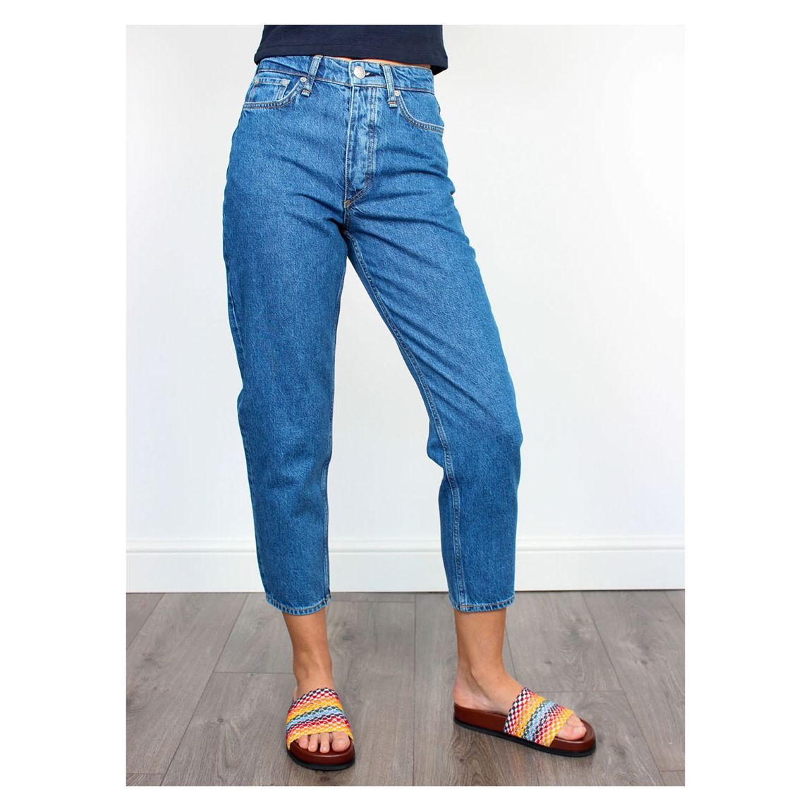 Mid Blue Alissa High Rise Cropped Jeans main product photo