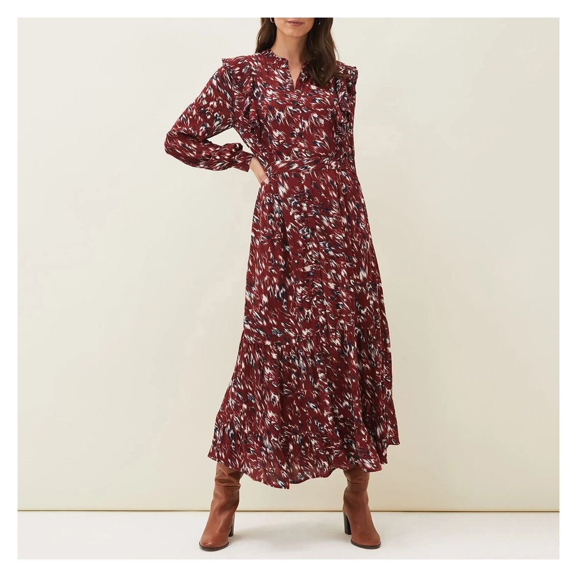 Burgundy Helen Feather Maxi Dress main product photo