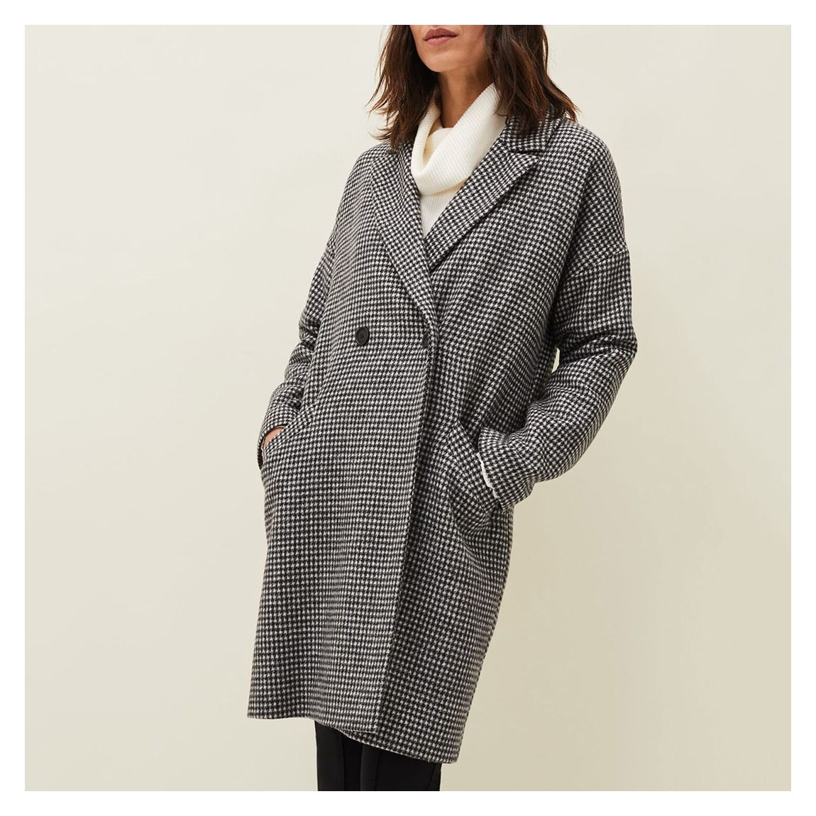 Black Lailla Check Wool Blend Coat main product photo