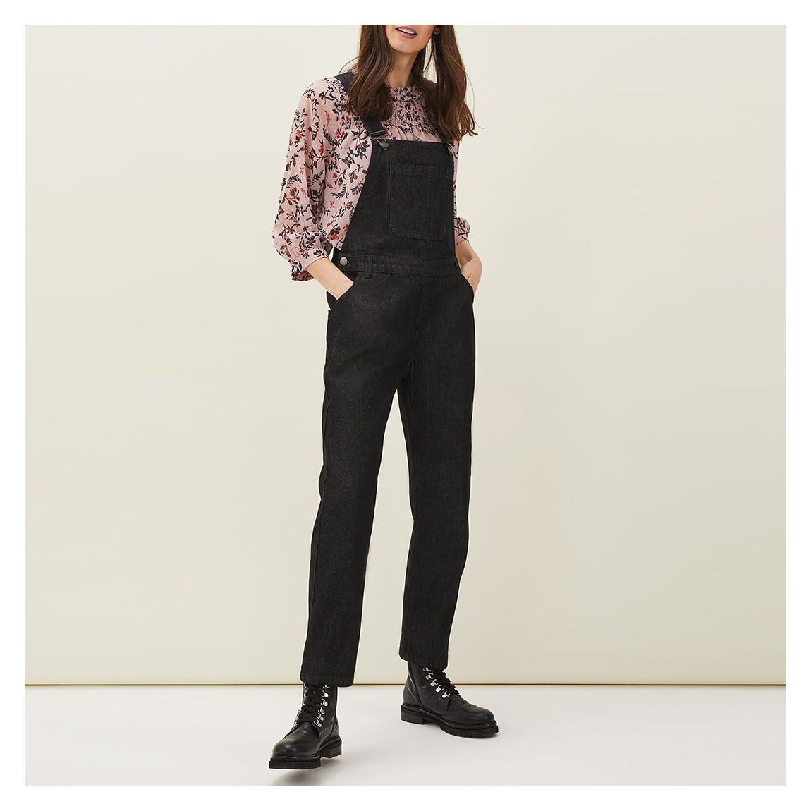 Black Effie Denim Dungarees main product photo