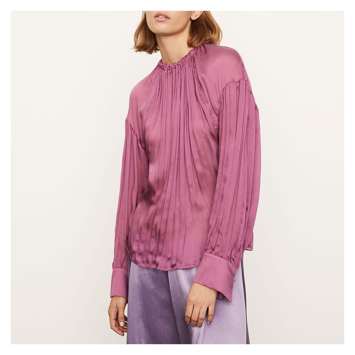 Pink High Neck Silk Blouse main product photo